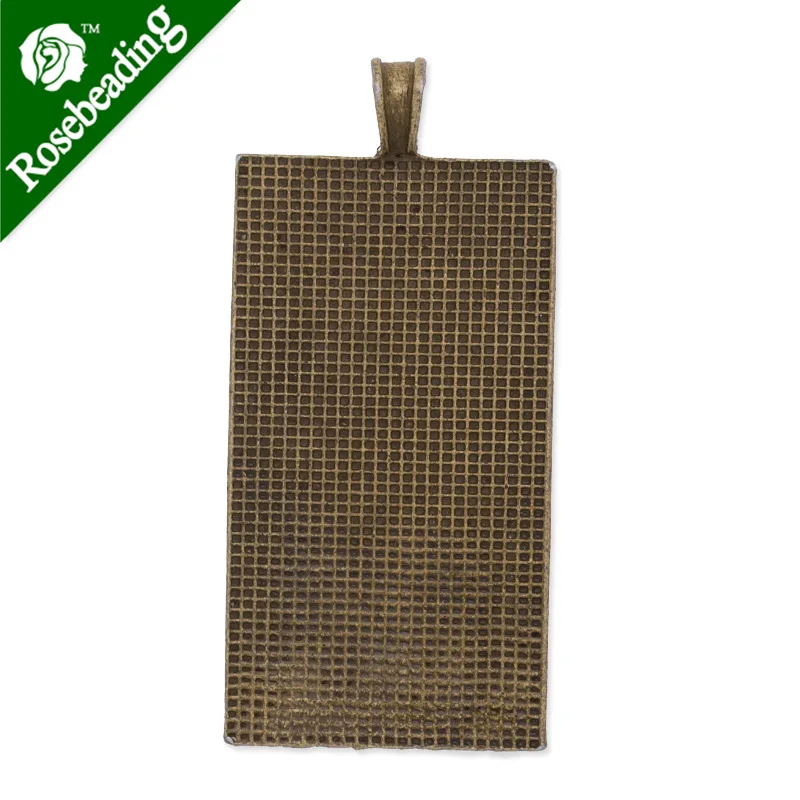 25x50mm Antique Bronze Plated Pendant tray,pendant bezel,outer size 29x62.5mm,fit 25x50mm rectangle cabocon,sold 20pcs/lot-C3552