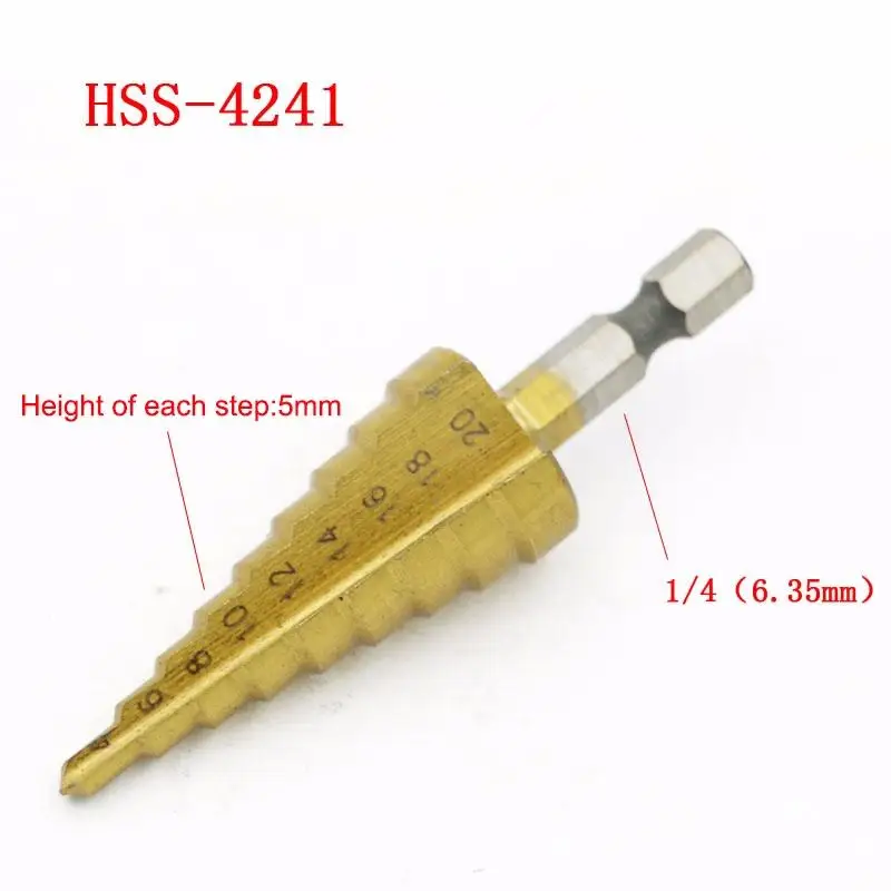 

4-20mm HSS 4241 Steel Step Cone Titanium Coated Drill Bit Cut Tool Set Hole Cutter