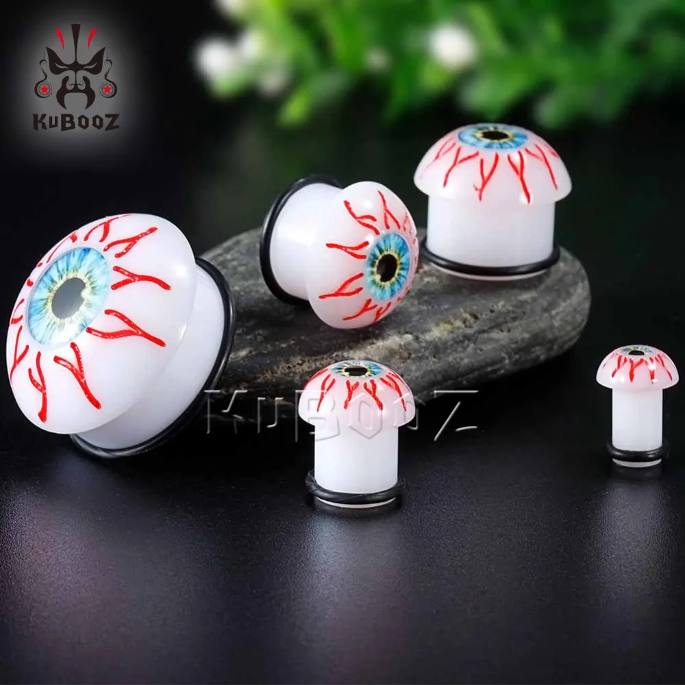 KUBOOZ Ear Gauges Earrings Evil Eyes Plugs Tunnels Stretcher Saddle Flesh Tunnels Expander Fashion Body Piercing Jewelry Gift