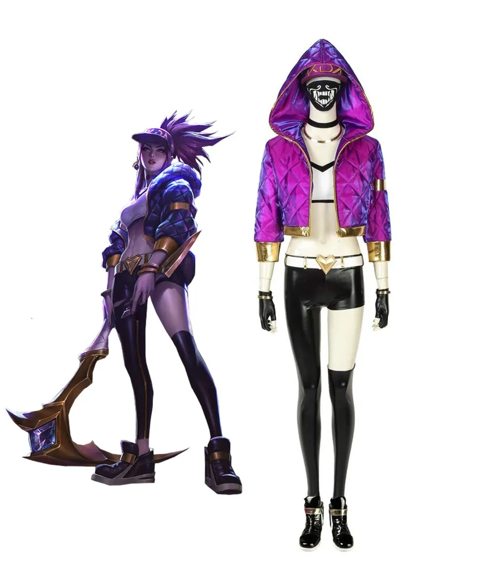 

KDA Akali Cosplay Hot Game LOL KDA Akali Cosplay Costume Full Set Custom Made Any Size for Halloween Unisex Costume