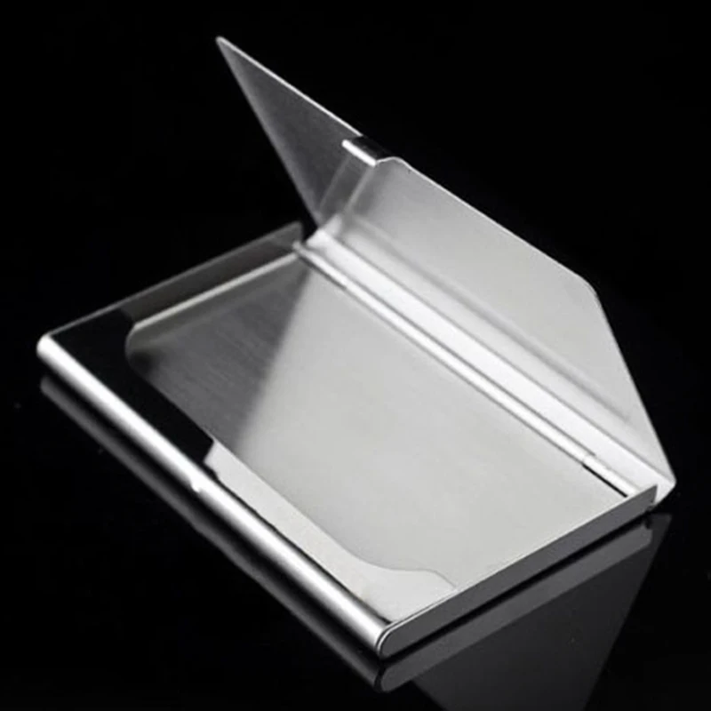 Tahan Air Stainless Steel Perak Logam Aluminium Case Kotak ID Nama Pemegang Kartu Kredit Cover Kartu Nama Kondisi