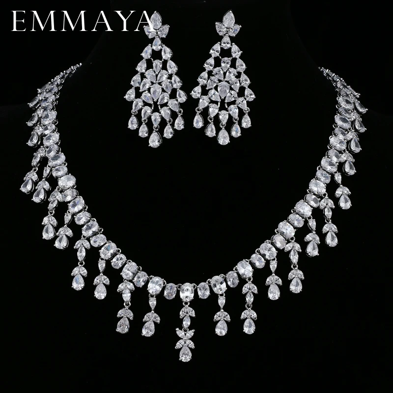 

EMMAYA Femme Bijoux AAA CZ Earrings Necklace Jewelry Sets for Women Wedding Party Fashion Jewellery Accessory