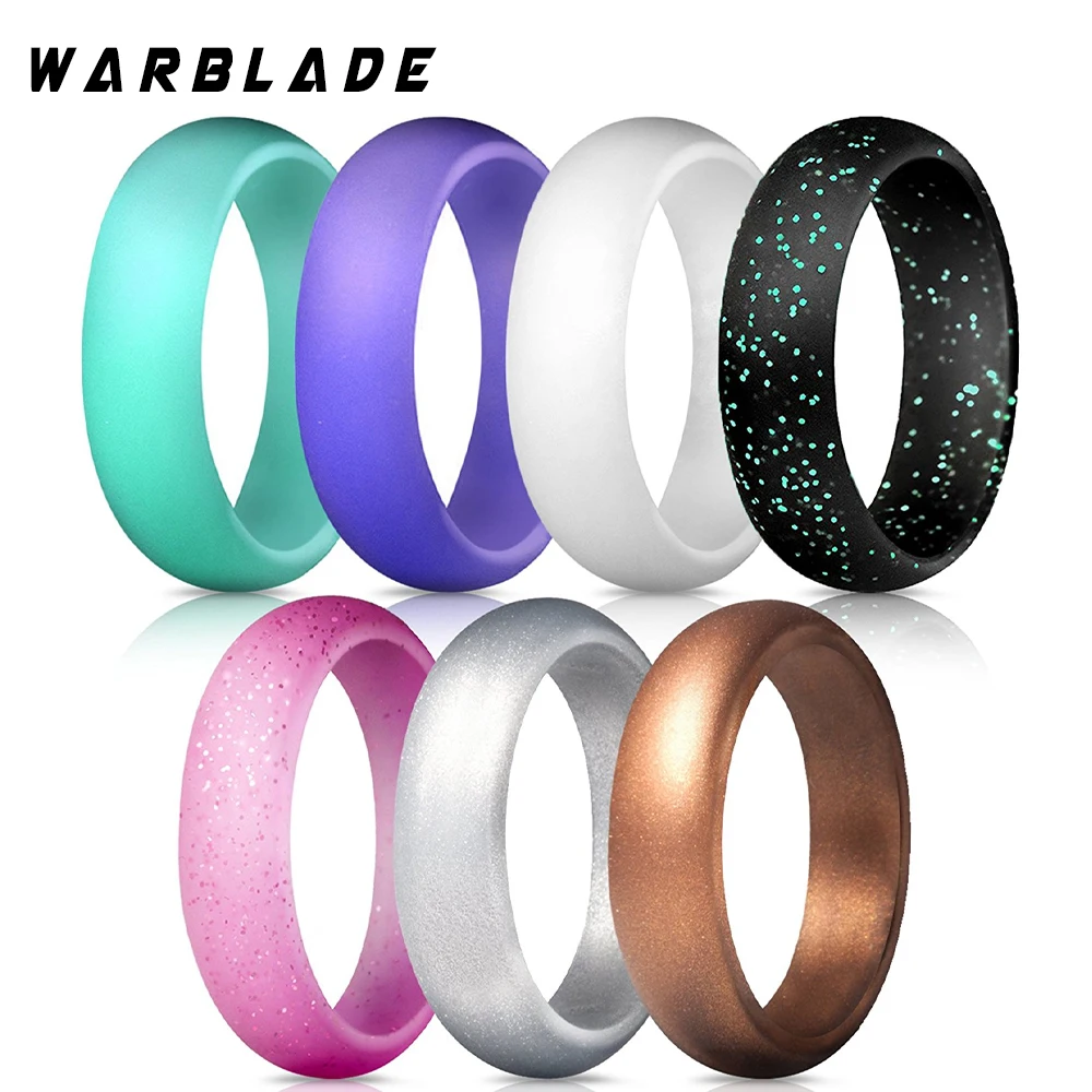 WarBLade 2024 Round Silicone Finger Ring 5.7mm Hypoallergenic Crossfit Flexible Gold Rubber Ring For Men Women Wedding Jewelry