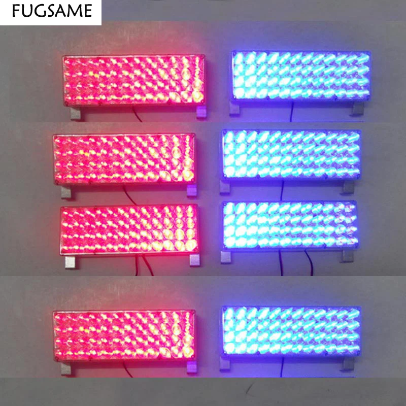 FUGSAME FREE SHIPPING 8*48LED Strobe Fire  Warning  Grill Light WHITE 3 FLASHING MODE