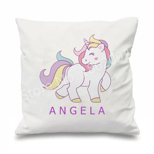 

Personalized Unicorn Pillow Case Cover Custom Name Unicorn Cushion Covers Throw Pillows Cases Unicorn Girl Room Decor Gifts 18"