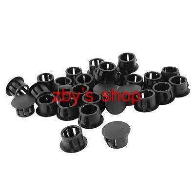 30pcs Black Plastic 13mm Dia Round Locking Hole Plugs Button Cover