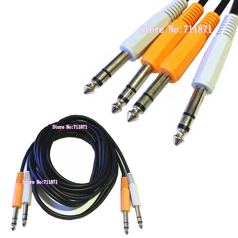 5Ft Double Male 6.35 Audio Cable two 6.35 Male to Double 6.35 male Audio Line 1.5M 1/4 6.35*2 to 6.35X2 Audio Cord Wire