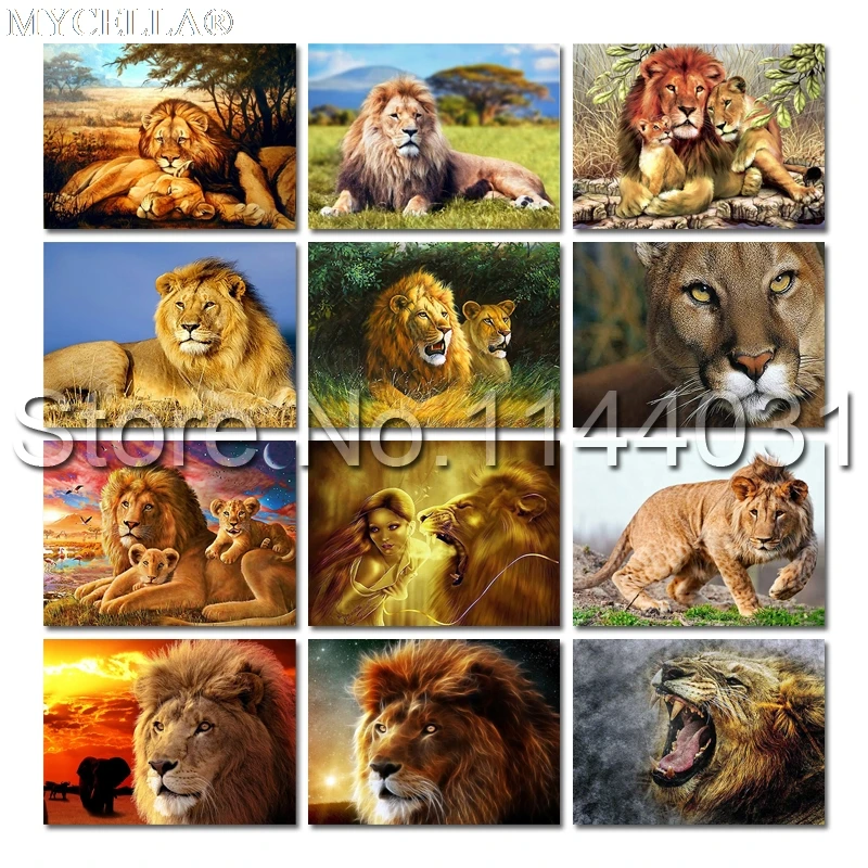 

Animal DIY Diamond Painting Lion Full Drill Wall Decor Inlaid Diamond Mosaic Embroidery Resin Cross Stitch Kits Arts Home Decor