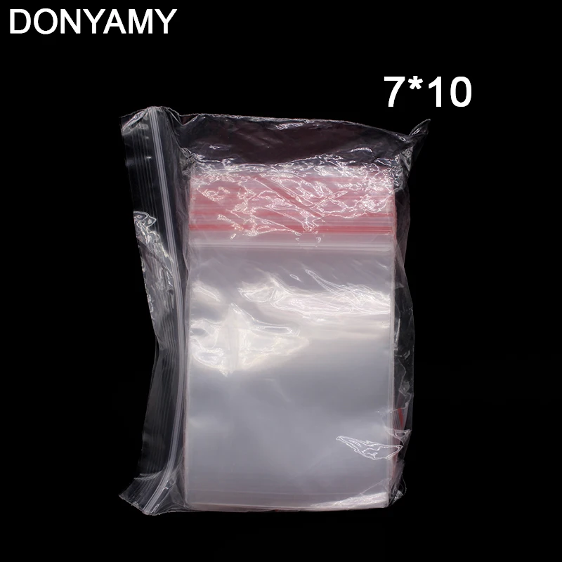 7*10cm 100Pcs Transparent Food Phone Card Valve Hermetic Bag Zip Lock Plastic Gift Packaging Bags For Necklace