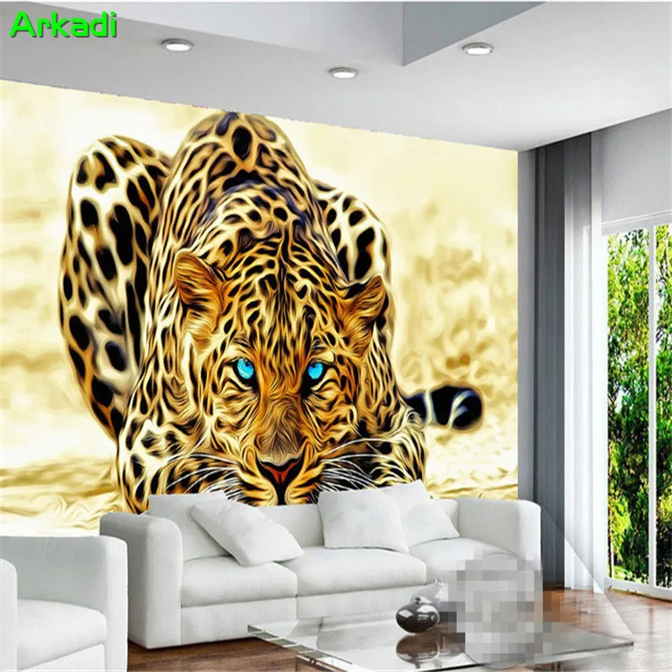 Modern Simple 3D Wallpaper High Quality Animal Gold Leopard Mural Living Room Sofa Bedroom TV Background Mural