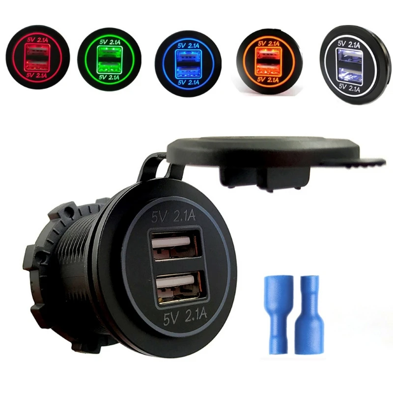 

12V/24V Dual USB 2.1A Car Charger Power Adapter For iPhone iPad Mobile Phone GPS