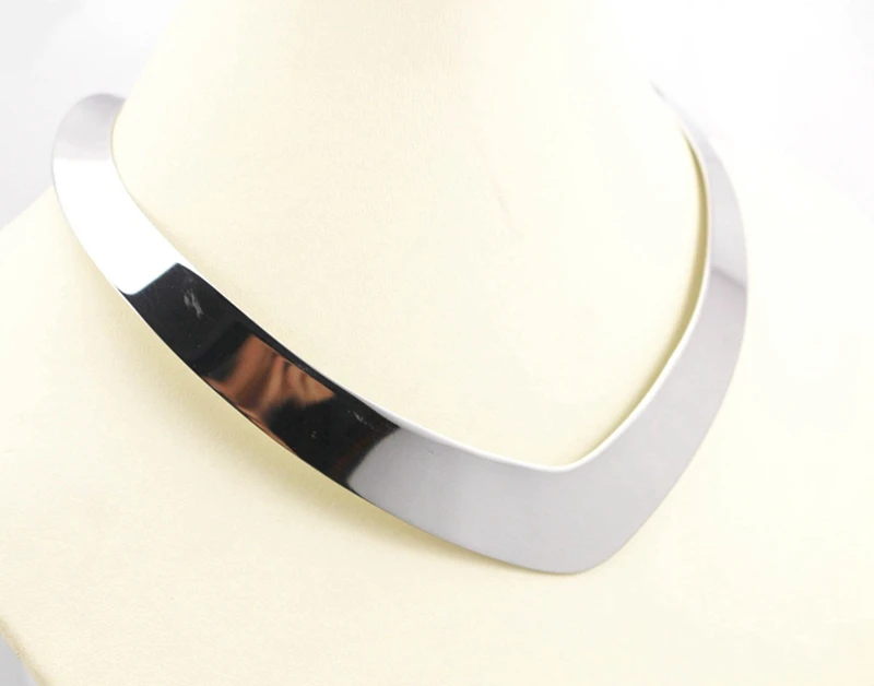 316l Stainless Steel Steel Color Torques Necklace V Shape Collar Choker Jewelry Women Torques Christmas Present