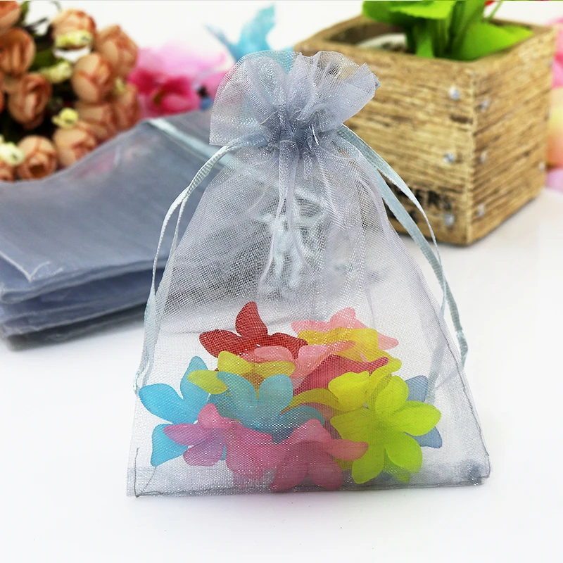 50Pcs/Lot 7x9 9x12 13x18cm Organza Bag Small Watch Jewelry Packaging Bags Wedding Christmas Drawstring Pouches Candy Gift Bag