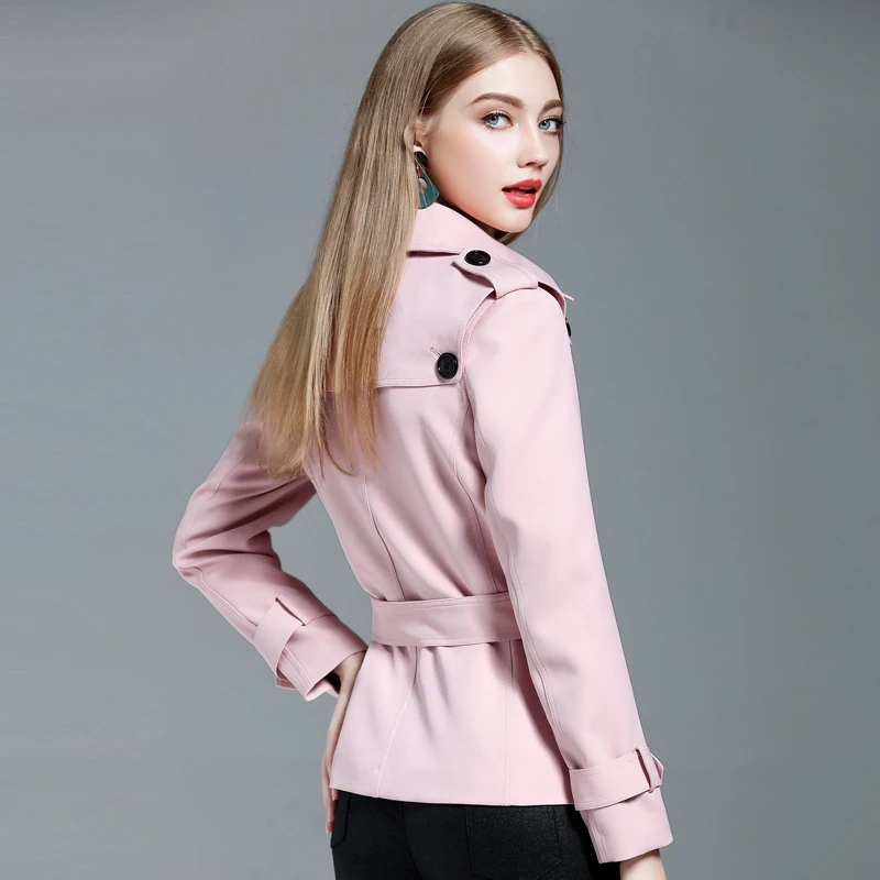 CHAOJUE Brand Short Pink Coat 2024 Spring/Autumn Ladies Slim Grace Black Trench Female High Quality Polyester Knit Top Coats