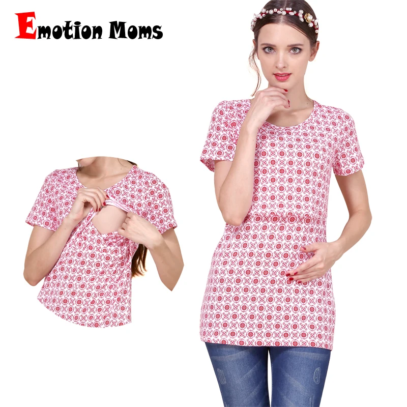 Summer Clothes Maternity T-Shirt Short Sleeve Pregnancy Nursing Tee For Pregnant Women Breastfeeding Tops