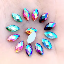 5*10mm 60pcs Horse eye Crystal AB Rhinestones Flat Back Acrylic Crystals Stones Non Hotfix Non Sewing Clear Beads B03