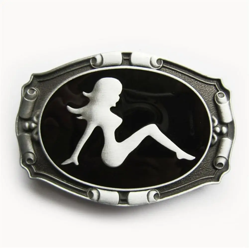 New Enamel Truck Mud Flap Girl Biker Rider Belt Buckle also Stock in US Gurtelschnalle Boucle de ceinture