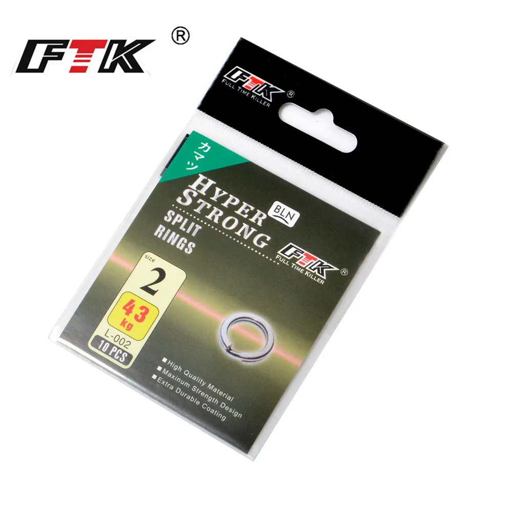 FTK Stainless Steel Hyper Strong Double Split Rings Connectors 5pcs/10pcs Size1#-6#  Ring Fishing Hook Lure Loops Fishing