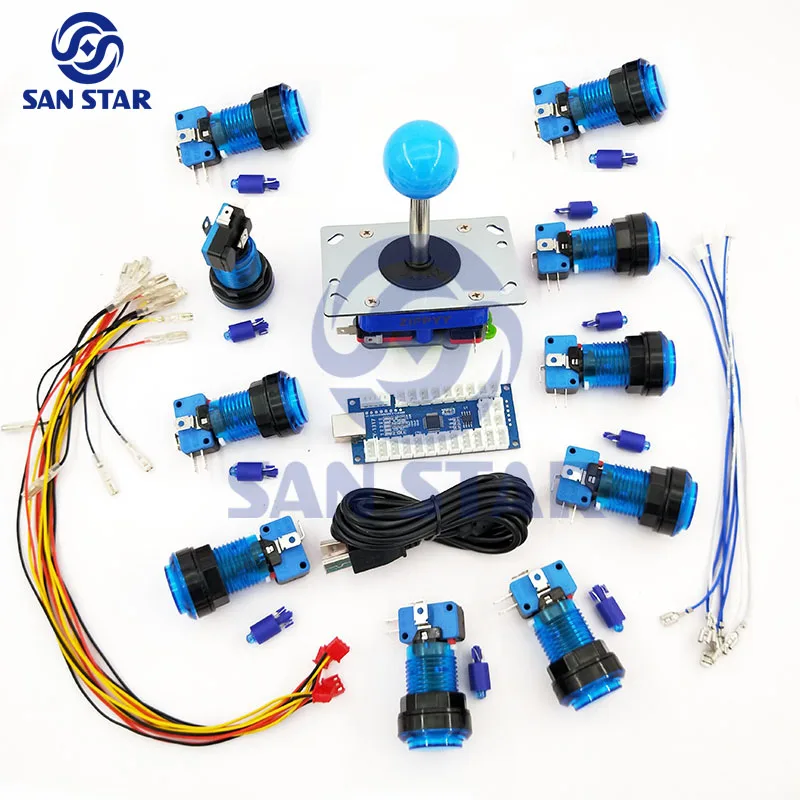 

DIY Arcade Game MAME Kits Arcade controller zippy Joystick illumianted Push Button For HitBox Pandora Video Game Consol