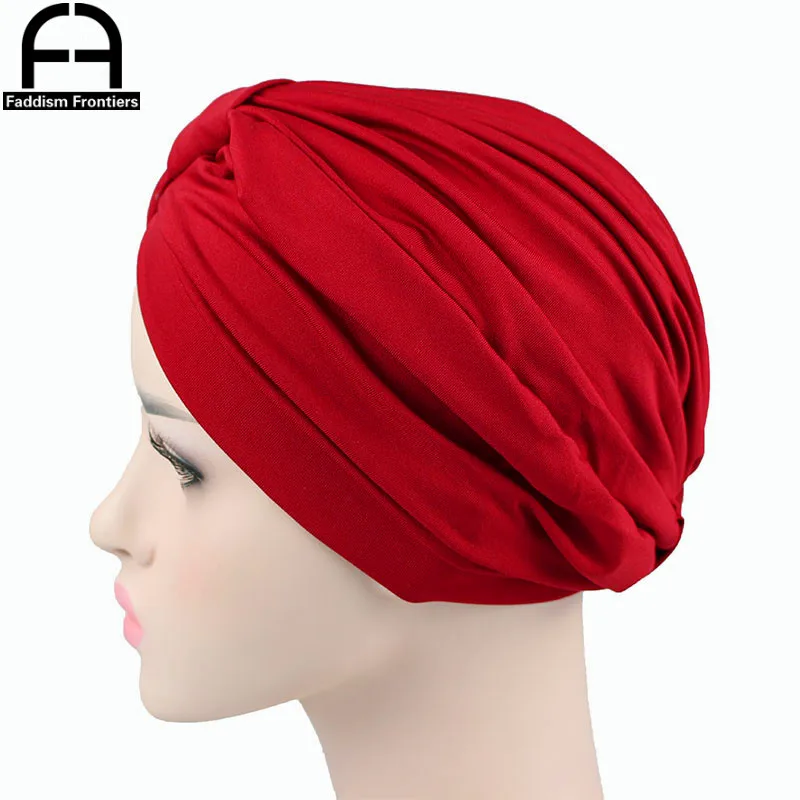 Turbante elástico de LICRA para mujer, diadema, turbante musulmán, Bandanas para quimio, accesorios para el cabello