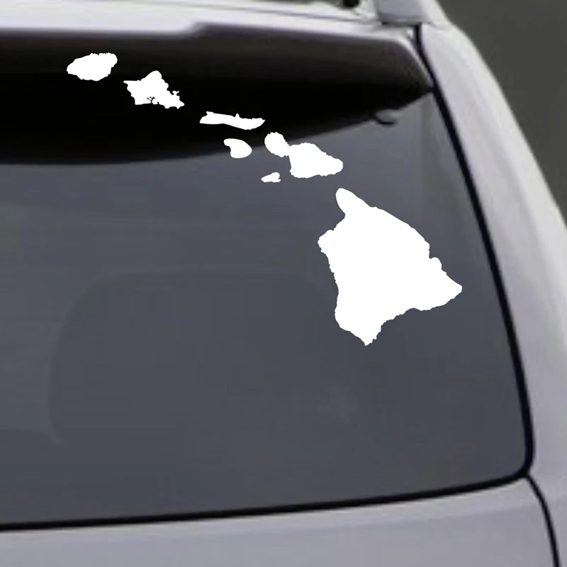Autocollant en vinyle pour fenêtre, ordinateur portable, pare-chocs de voiture, carte des îles hawaïennes, 20 couleurs
