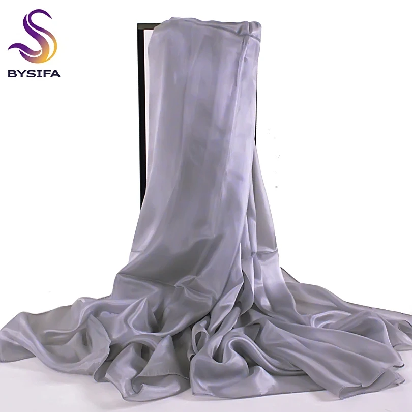 

[BYSIFA] Ladies Metal Grey Silk Scarf Shawl 180*110cm Oversize Design Female Scarves Wraps Summer Sunshade Shawls Black Pink