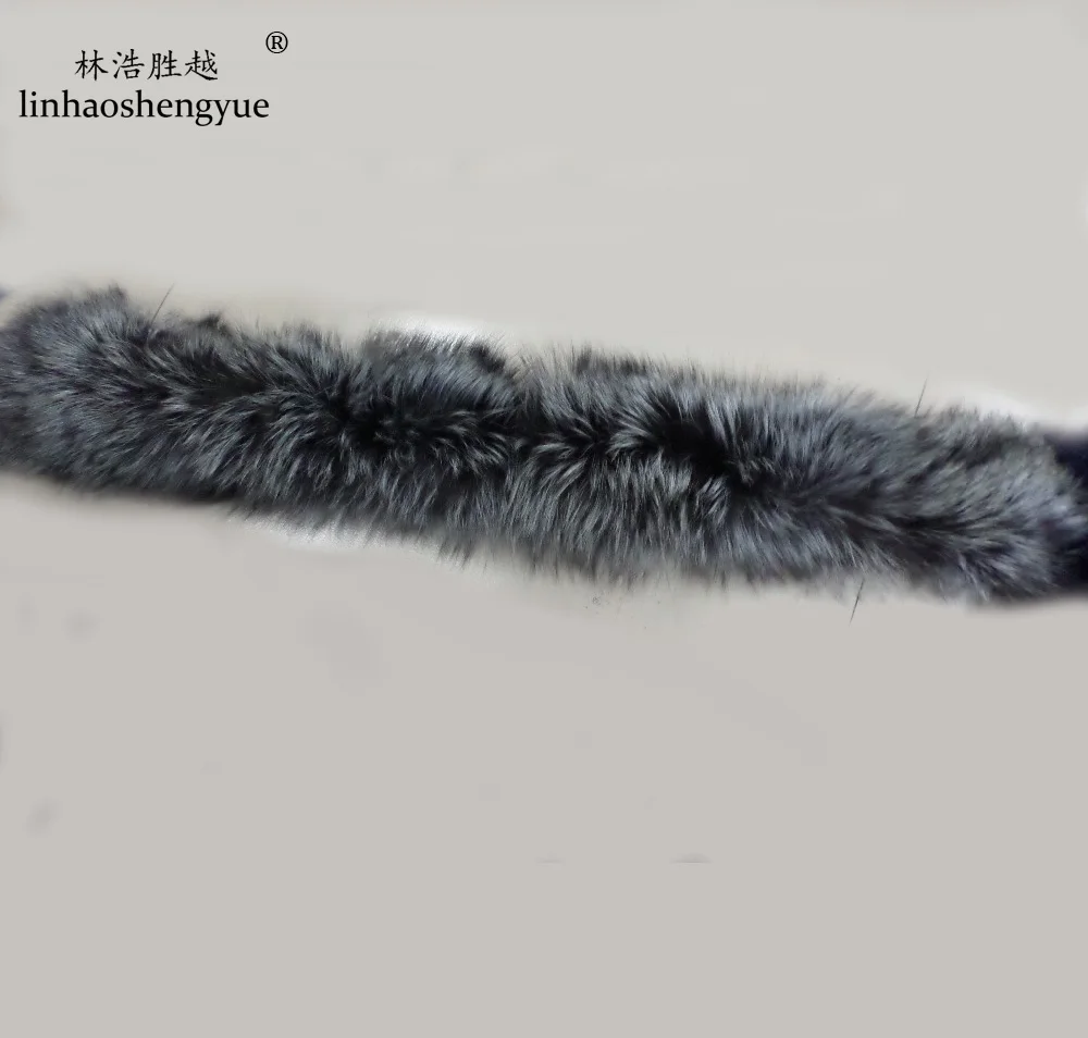 Linhaoshengyue-Silver Fox Fur Straight Collar, 70 Long