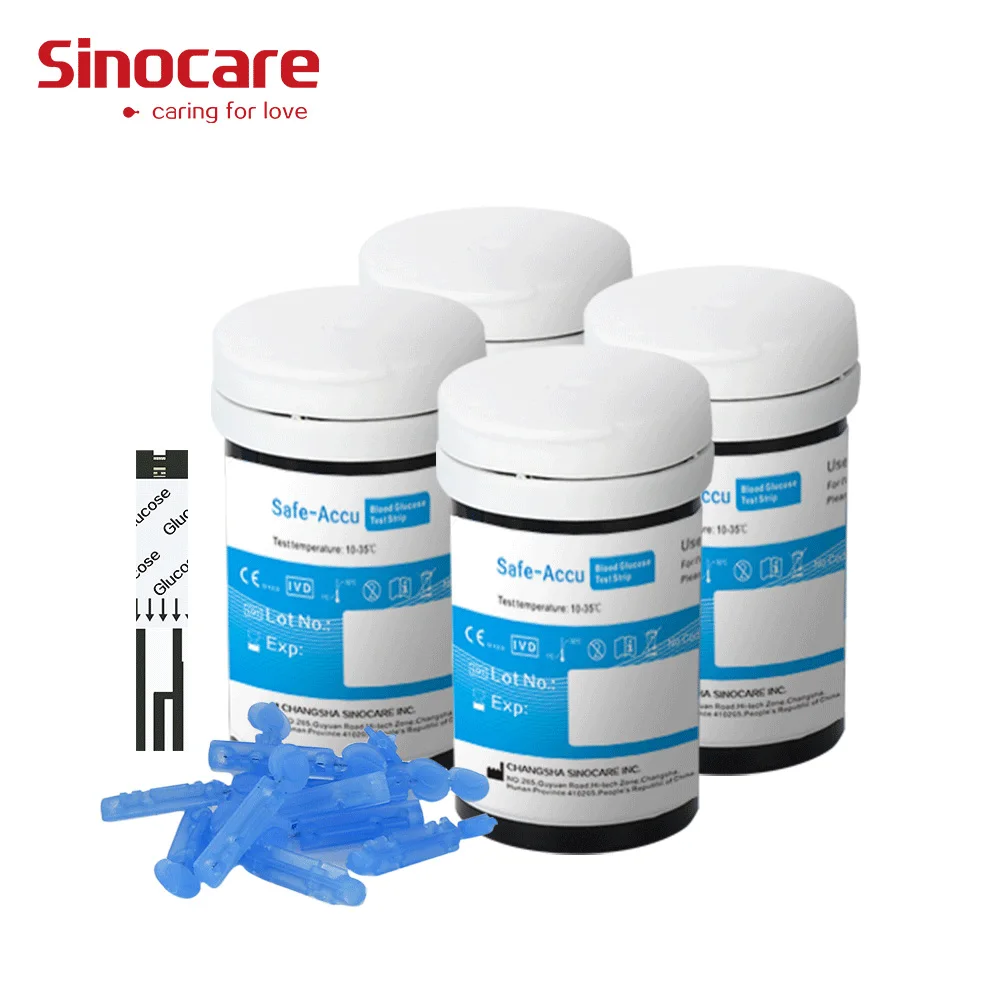 (200pcs for Safe-Accu) Sinocare Blood Glucose Test Strips and Lancets for Diabetes Tester