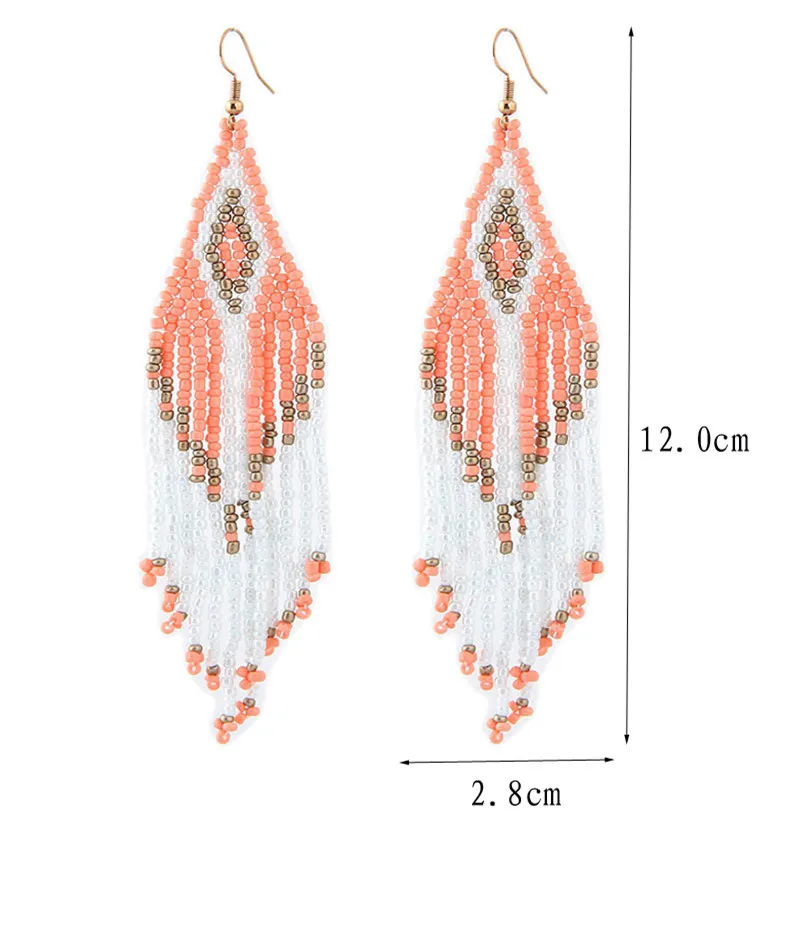 VWKTUUN Bohemian Handmade Beaded Long Tassel Earrings For Women Multicolor Beads Earing Statement Dangle Earrings Ethnic Jewelry