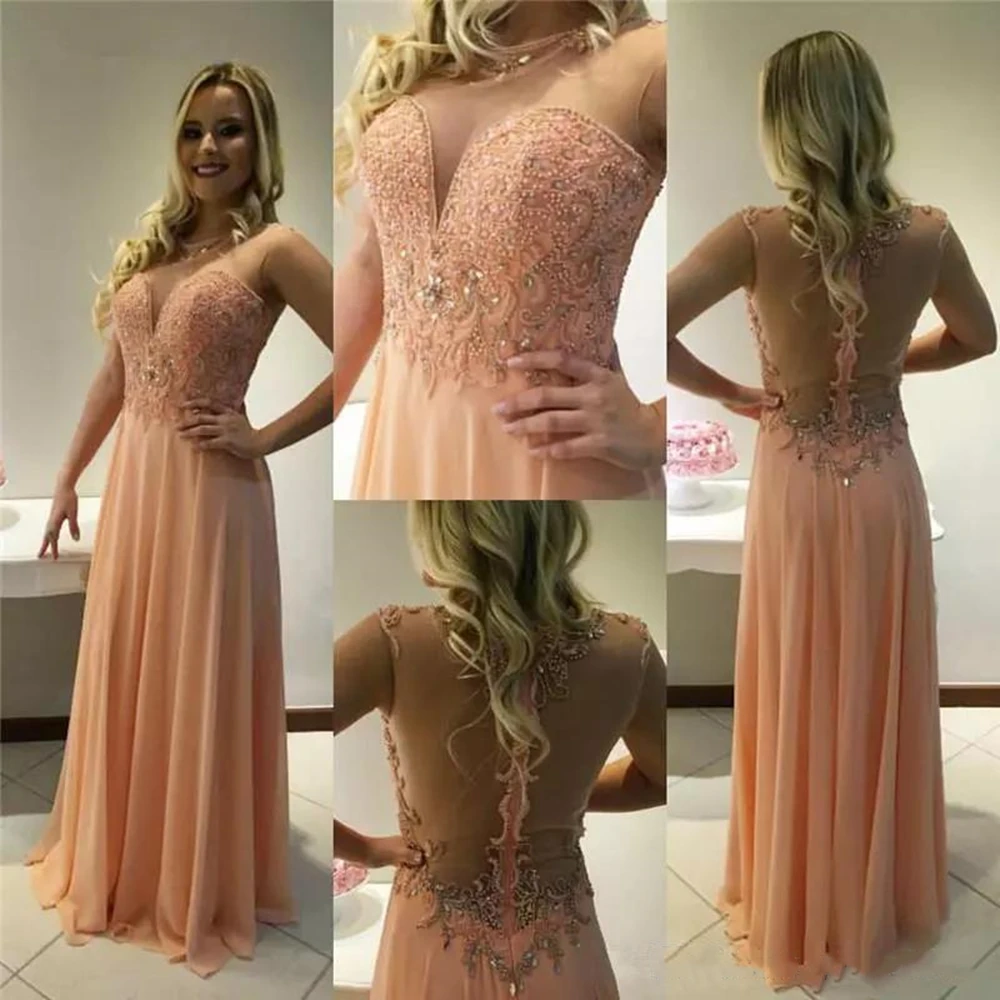 2019 puro laço apliques chiffon vestidos de baile sem mangas varredura trem longo especial ocasião vestidos festa à noite