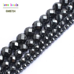 Natural Faceted Black Hematite Stone Beads For Jewelry making 15inches 2/3/4/6/8/10mm Spacer Beads Diy Jewelry