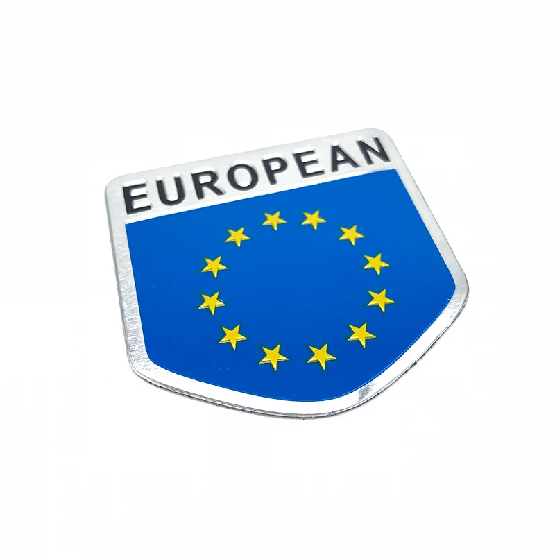 Aluminum Alloy European Union National Flag Car Body Sticker Automobiles Motorcycle Grille Exterior Decorating Accessories