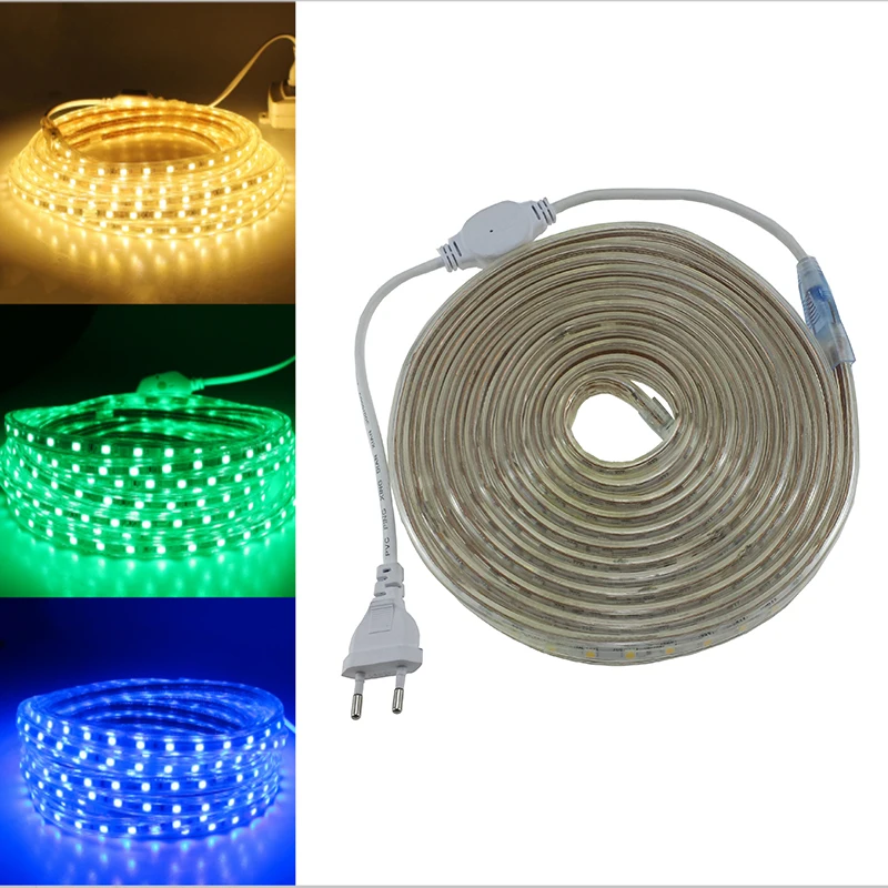 

Super bright 5050 AC 220V led strip flexible light 1M/2M/3M/4M/5M//10M/15M/20M +Power Plug,60leds/m Waterproof led light lamp