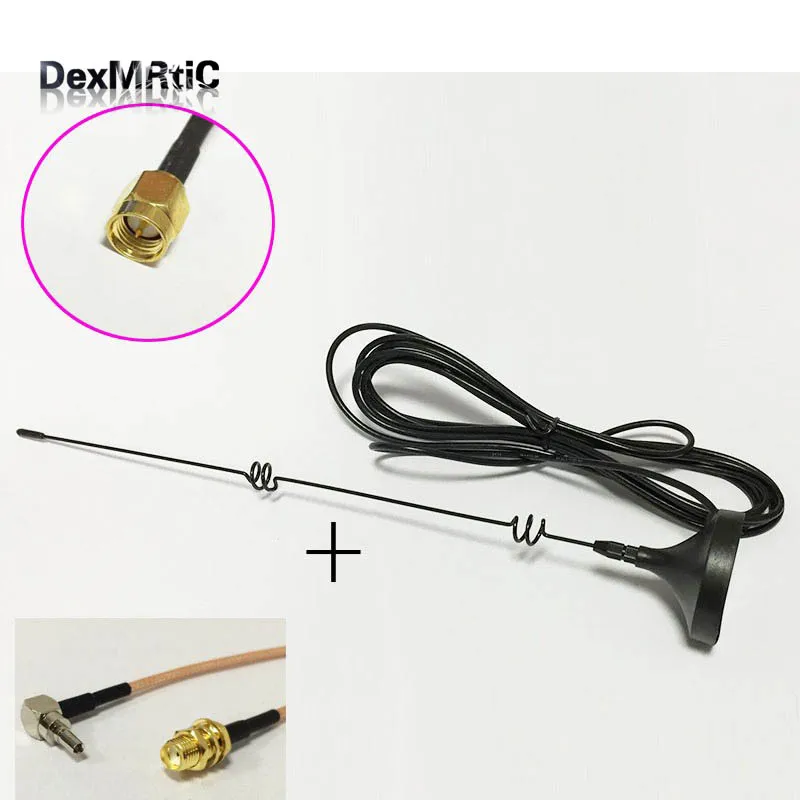 4G 3G GSM Antenna 6dbi High Gain Magnetic Base With 3meters Cable SMA Male +SMA Female   to CRC9 Male RG316 Cable 15CM