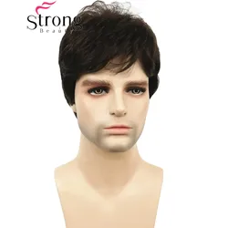 StrongBeauty Dark Brown Wig Mens Short Synthetic Hair Wigs COLOUR CHOICES