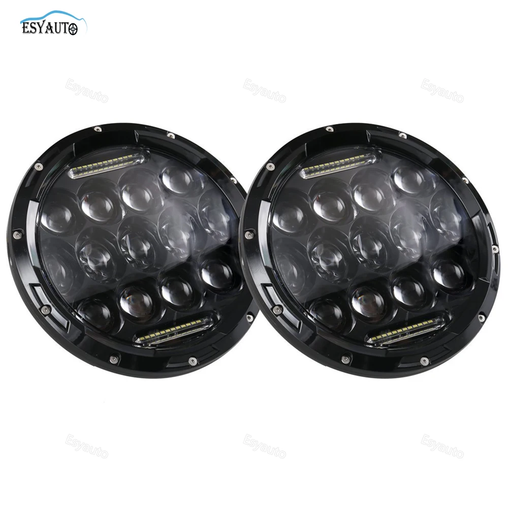 Promotion ! 2 pcs Hi/low beam 75W 7 inch round led headlight 4X4 auto Driving Fog Lamp Headlight black cover for Jeep Wrangler