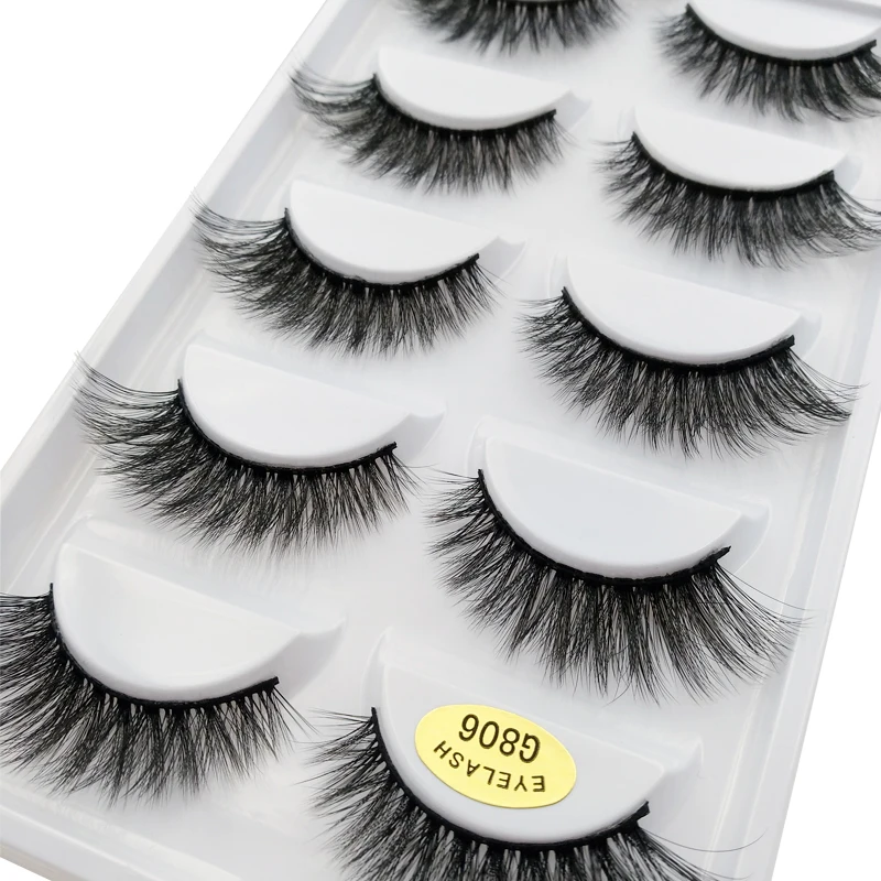 5 pairs 100% Real Fake Mink Eyelashes 3D Natural False Eyelashes 3d Mink Lashes Soft Eyelash Extension Makeup Kit Cilios G806