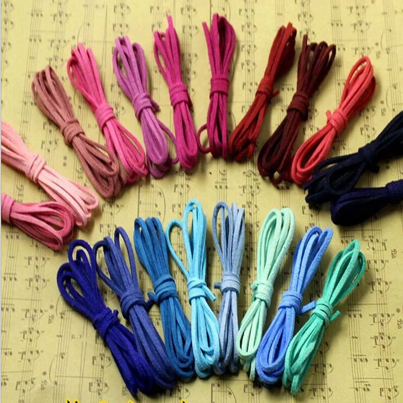 60 Available Colors 1 Meter 3mm Flat Faux Suede Korean Velvet Cord String Rope Jewelry Findings