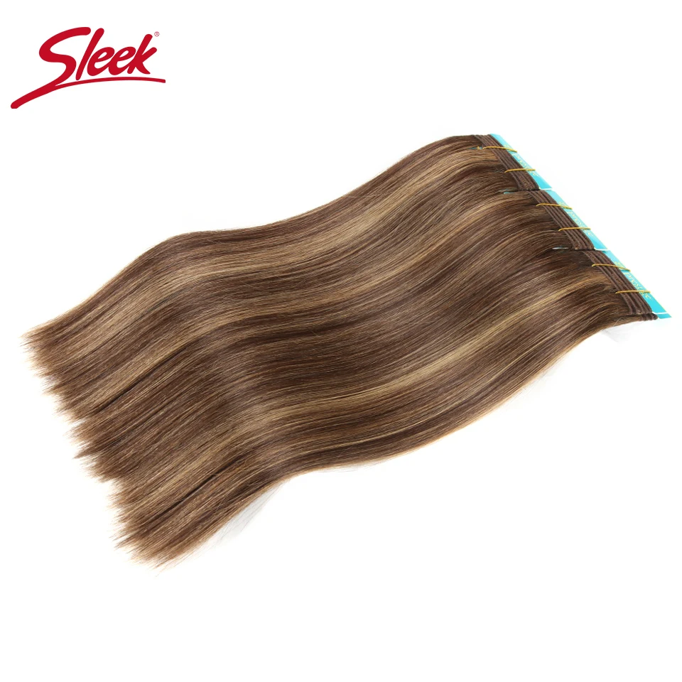 Sleek Double Drawn Brazilian Remy Human Hair Brown 4/30 P1B/30 Silky Straight Hair Weave P4/27 Color Human Hair Extension 1 Pcs