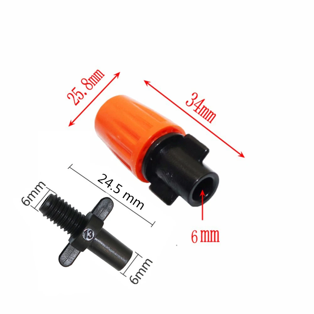 Orange Atomizing Micro Nozzle With Screw Connector Irrigation Micro Drip Fittings Watering Cooling Spray Sprinkler 10 Pcs