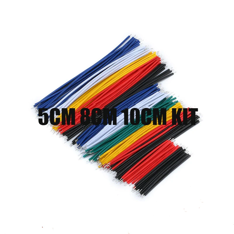 130PC 24AWG Breadboard Jumper Cable Wires Kit Tinning Double Tinned Component Pack Colorful 13 Types 10 Pcs each 5CM 8CM 10CM