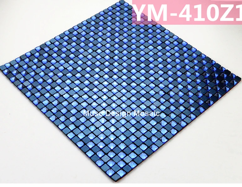 10mm 13 facted blue mirror diamond Glass Metal Mosaic Tile for DIY wall fireplace kitchen bathroom wall sticker Self-Adhesive