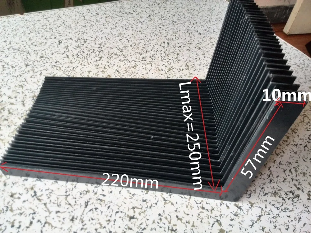 T10 L CNC Milling Machine Flexible Guard Dust Cloth Three-proof Cloth Protective Flat Accordion Bello,W220 mm x H57mm,Lmax=250mm