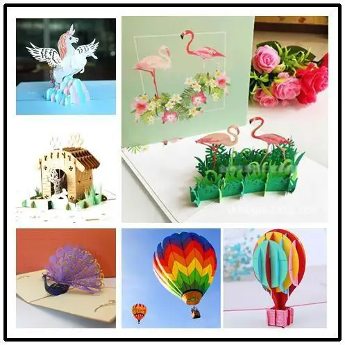 creative 3D Flamingo birthday pop up card festival party greeting card thanksgiving blessing card postcard Invitation card