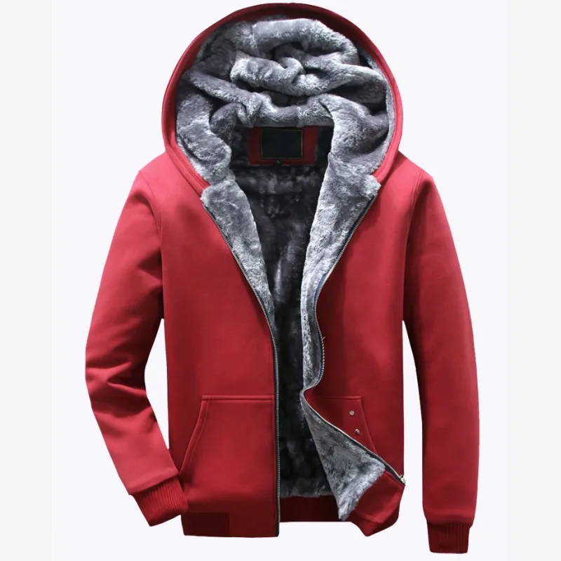 Winter Thick Fleece Lining Mens Hoodie Sweatshirts Warm Large Size M-6XL Male Streetwear Coat Casual Loose Fit Baggy Overcoats