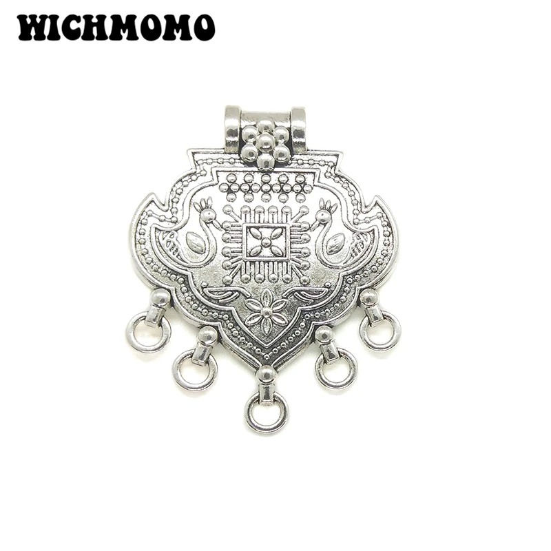 2021 New Fashion 62*50mm 1pieces/bag Retro  Zinc Alloy Hearts Shape Connectors Pendant for Necklace Jewelry Accessories