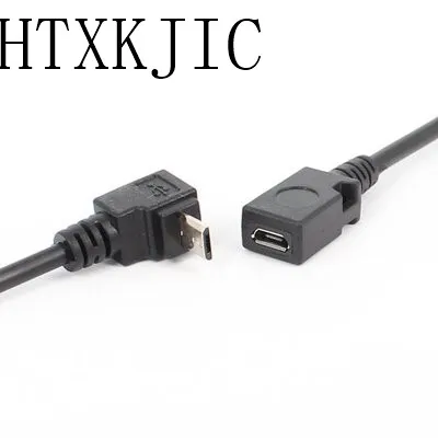 1 قطعة 90 درجة الكوع مايكرو ذكر إلى أنثى خط L نوع المصغّر usb ثورة أم كابل نقل بيانات الأسلاك النحاسية اليسار اليمين حتى أسفل