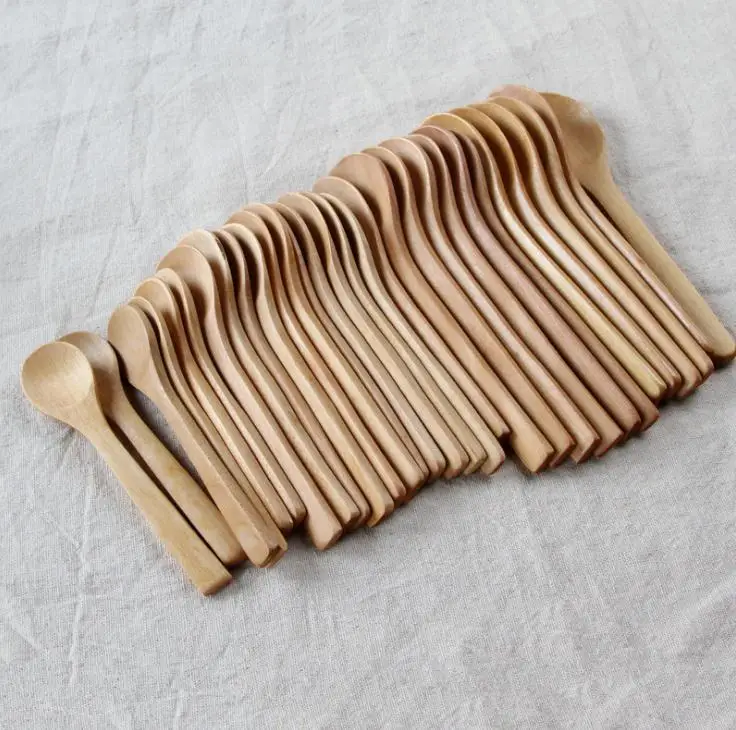 

Newest Solide Feeding Small Wooden Kid Baby soup Spoon 12.5*2.7cm Free Shipping SN757