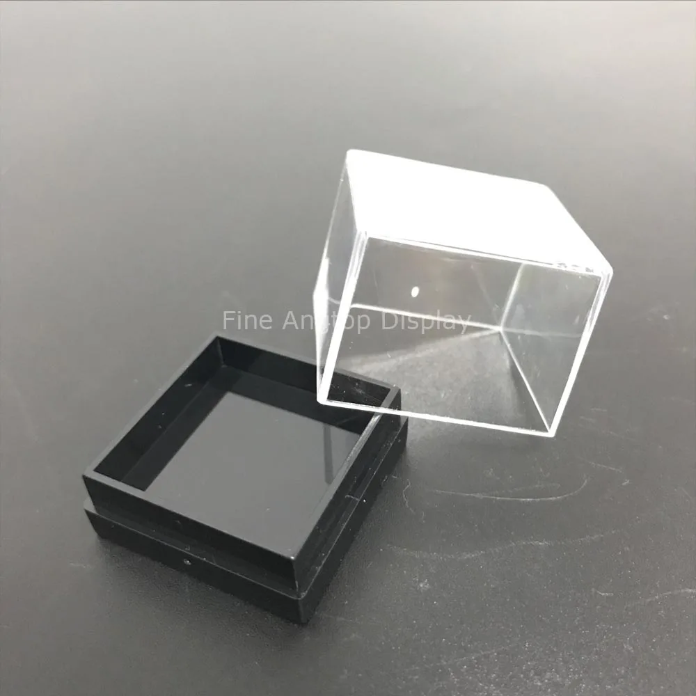 27*27*26mm Jewelry Storage Display Small Plastic Standard Box Mineral Crystal Specimen Ring Display Collection Box Square PS Box