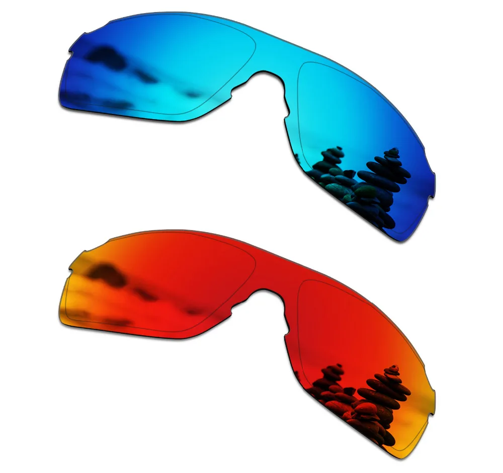 

SmartVLT 2 PCS Polarized Sunglasses Replacement Lenses for Oakley EVZero Pitch Ice Blue and Fire Red